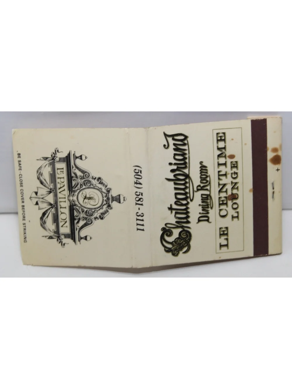 VTG Matchbook Le Pavillon Hotel Chateaubriand Dining Room New Orleans Poydras